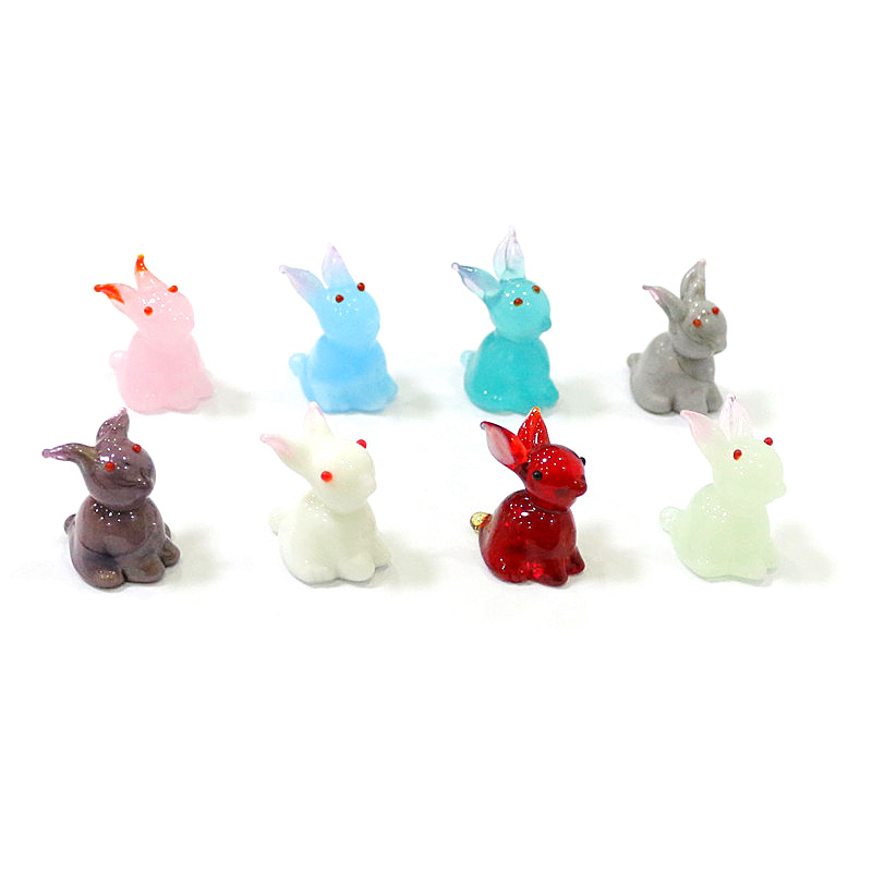 Bonsai Garden For Desk - 2pcs Mini Glass Bunny Figurine Cute