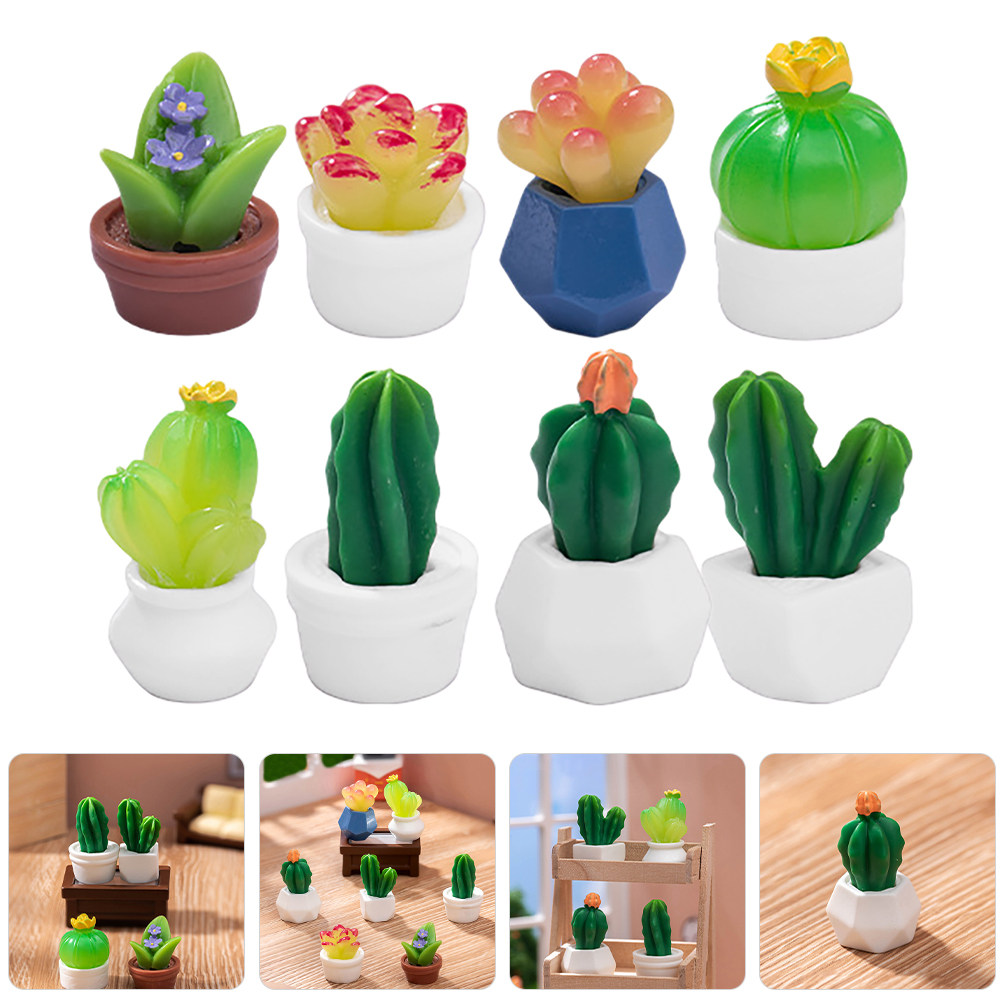 8Pcs Miniature Resin Cactus Bo - Bonsai Garden For Desk ulasan dan harga