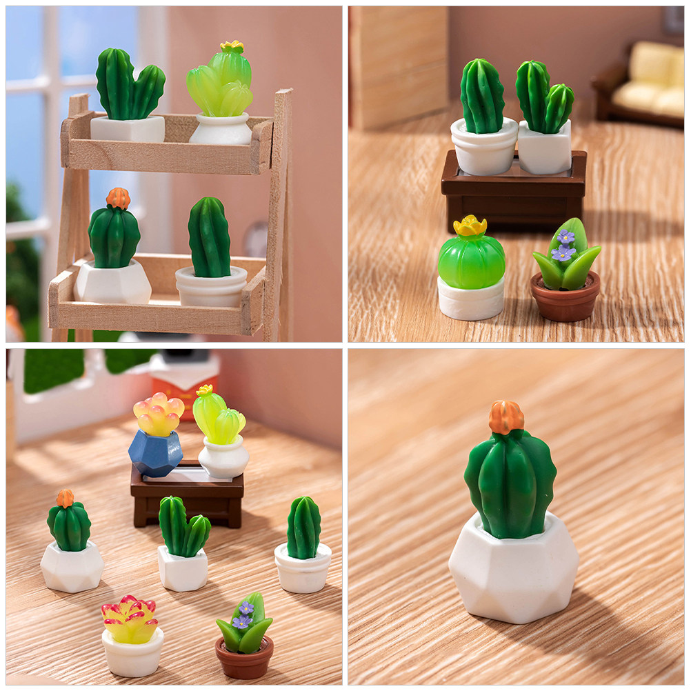 8Pcs Miniature Resin Cactus Bo - Bonsai Garden For Desk ulasan dan harga
