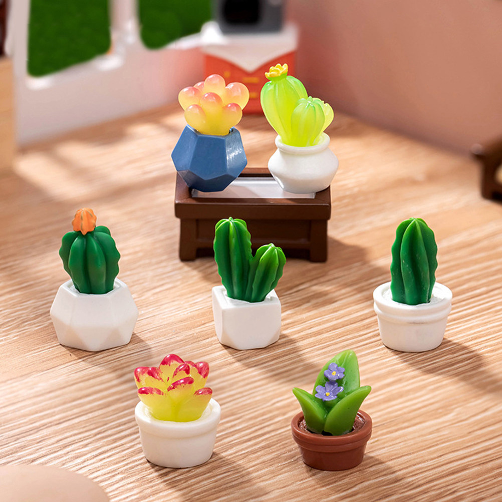 8Pcs Miniature Resin Cactus Bo - Bonsai Garden For Desk ulasan dan harga