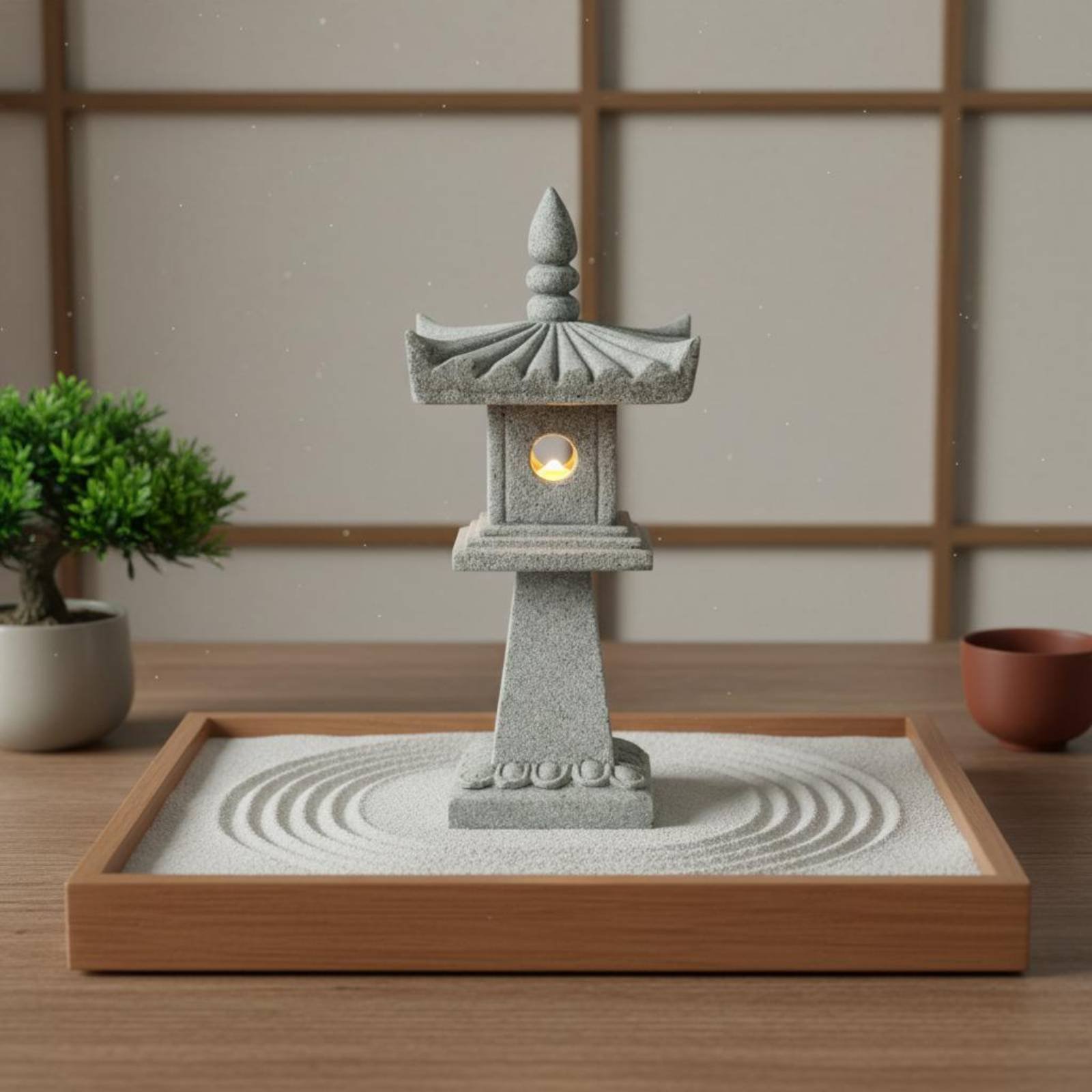 Miniature Stone Lantern Antiqu - Bonsai Garden Miniature ulasan dan harga