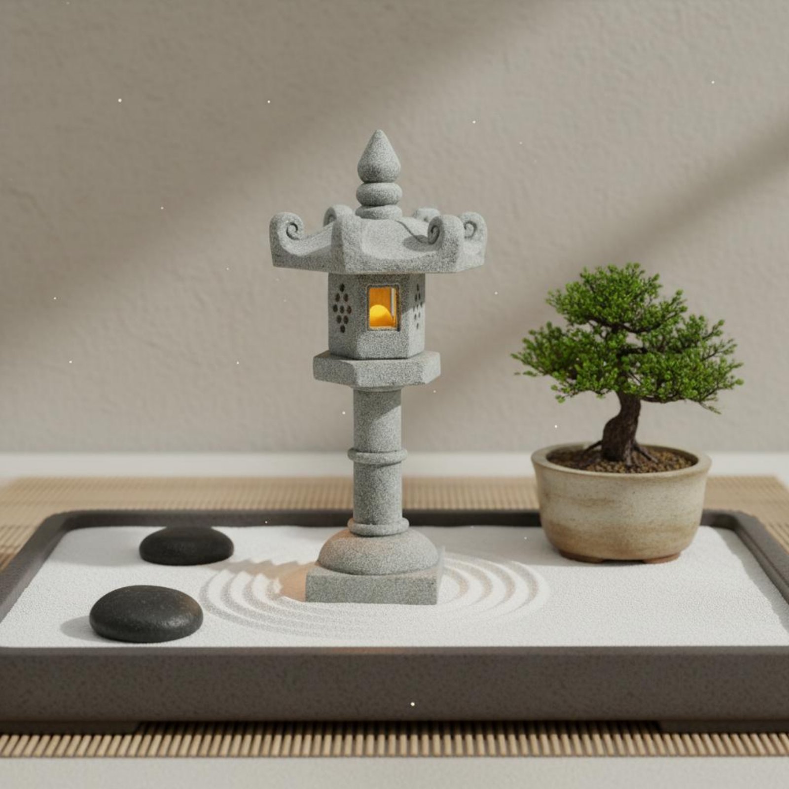 Miniature Stone Lantern Antiqu - Bonsai Garden Miniature ulasan dan harga