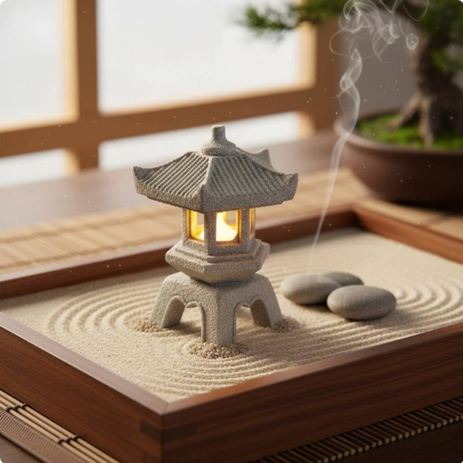 Miniature Stone Lantern Antiqu - Bonsai Garden Miniature ulasan dan harga