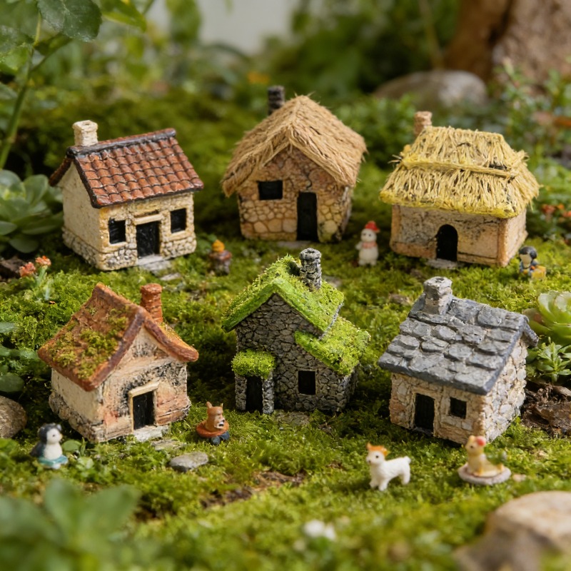 5pcs Resin Miniature Hand-Made - Bonsai Garden House ulasan dan harga