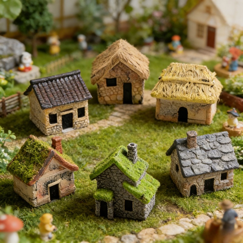 5pcs Resin Miniature Hand-Made - Bonsai Garden House ulasan dan harga