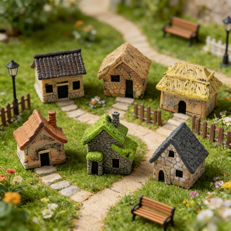 5pcs Resin Miniature Hand-Made - Bonsai Garden House ulasan dan harga