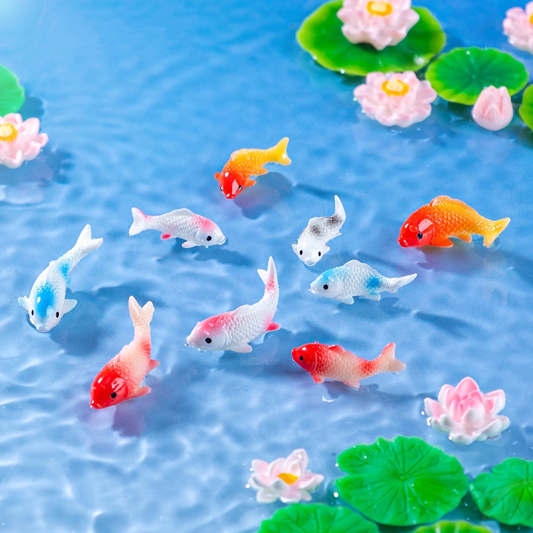 10PCS Mini Koi Fish Resin Gold - Bonsai Garden Miniature ulasan dan harga