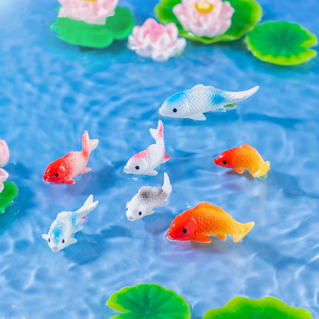 10PCS Mini Koi Fish Resin Gold - Bonsai Garden Miniature ulasan dan harga