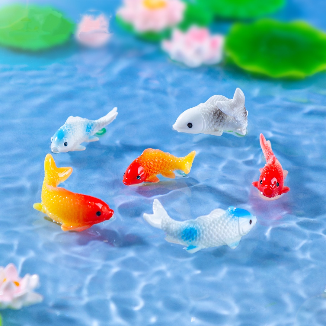 10PCS Mini Koi Fish Resin Gold - Bonsai Garden Miniature ulasan dan harga