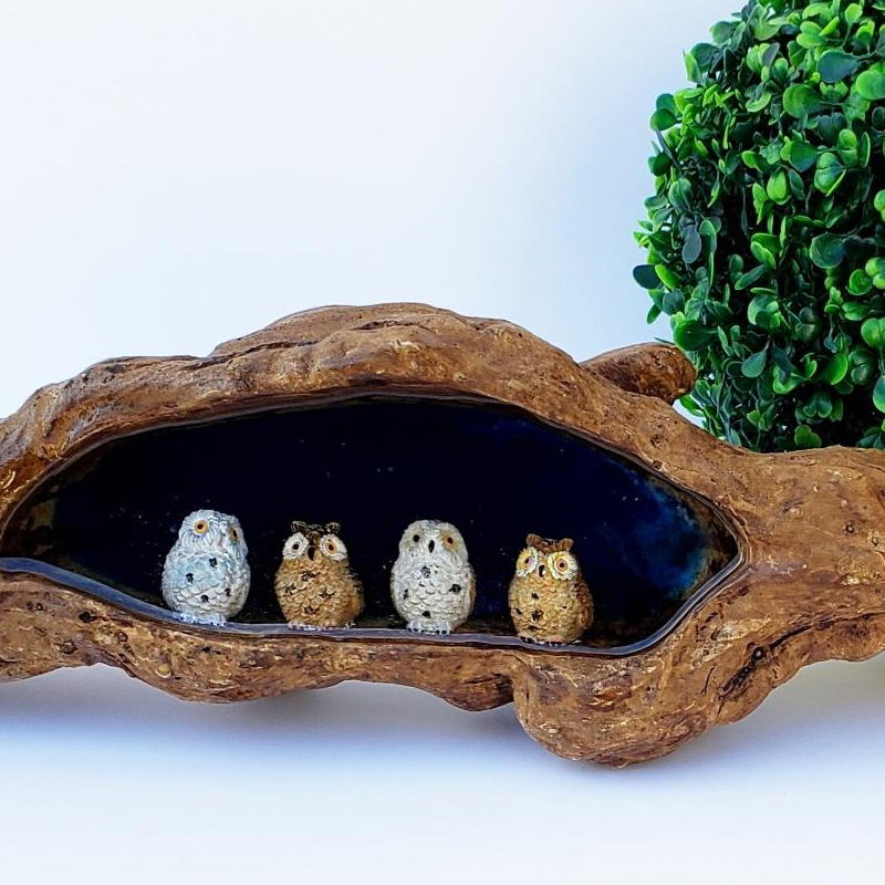 4pcs Resin Mini Owls Miniature - Bonsai Garden Miniature ulasan dan harga