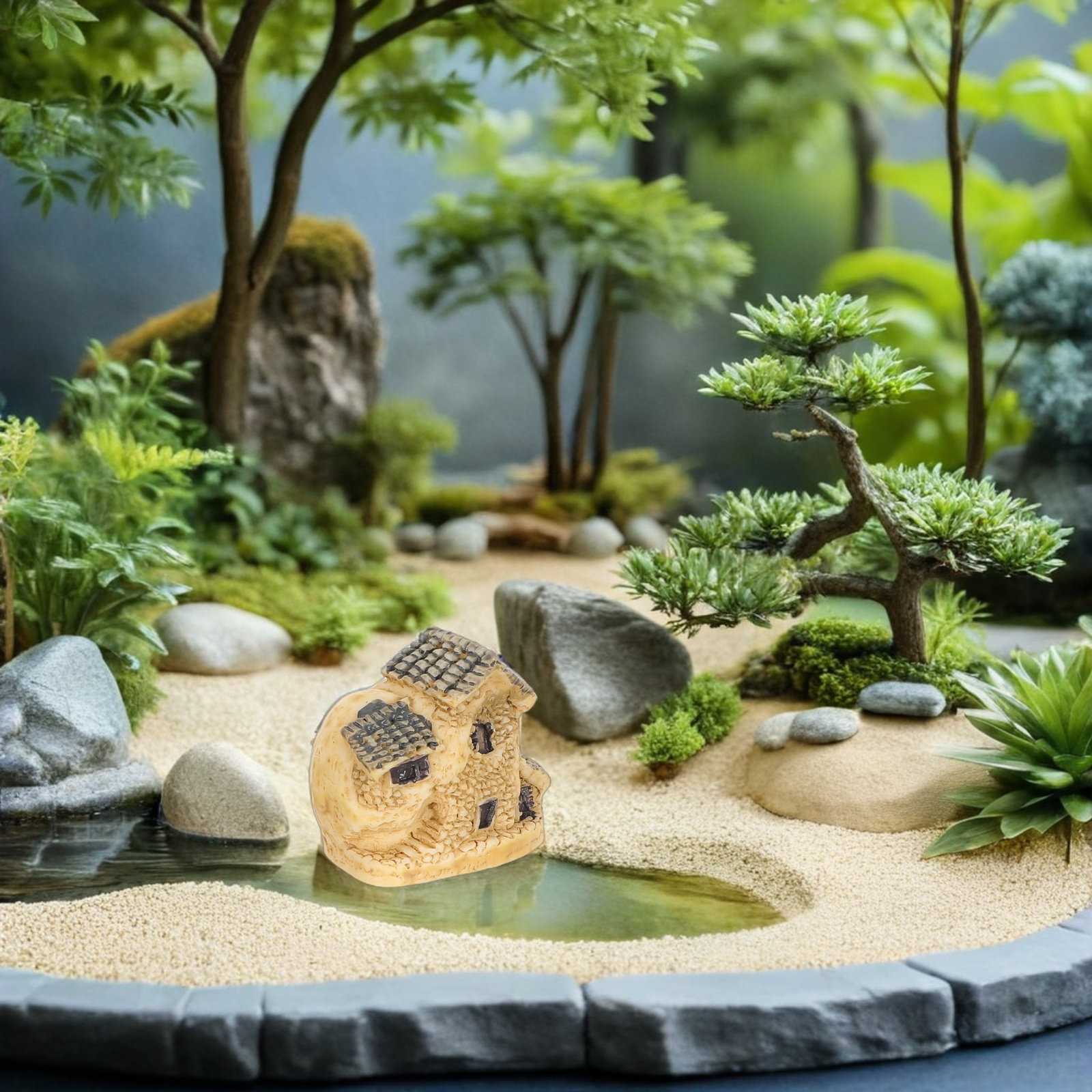 4Pcs Fairy Garden Houses Minia - Bonsai Garden House ulasan dan harga