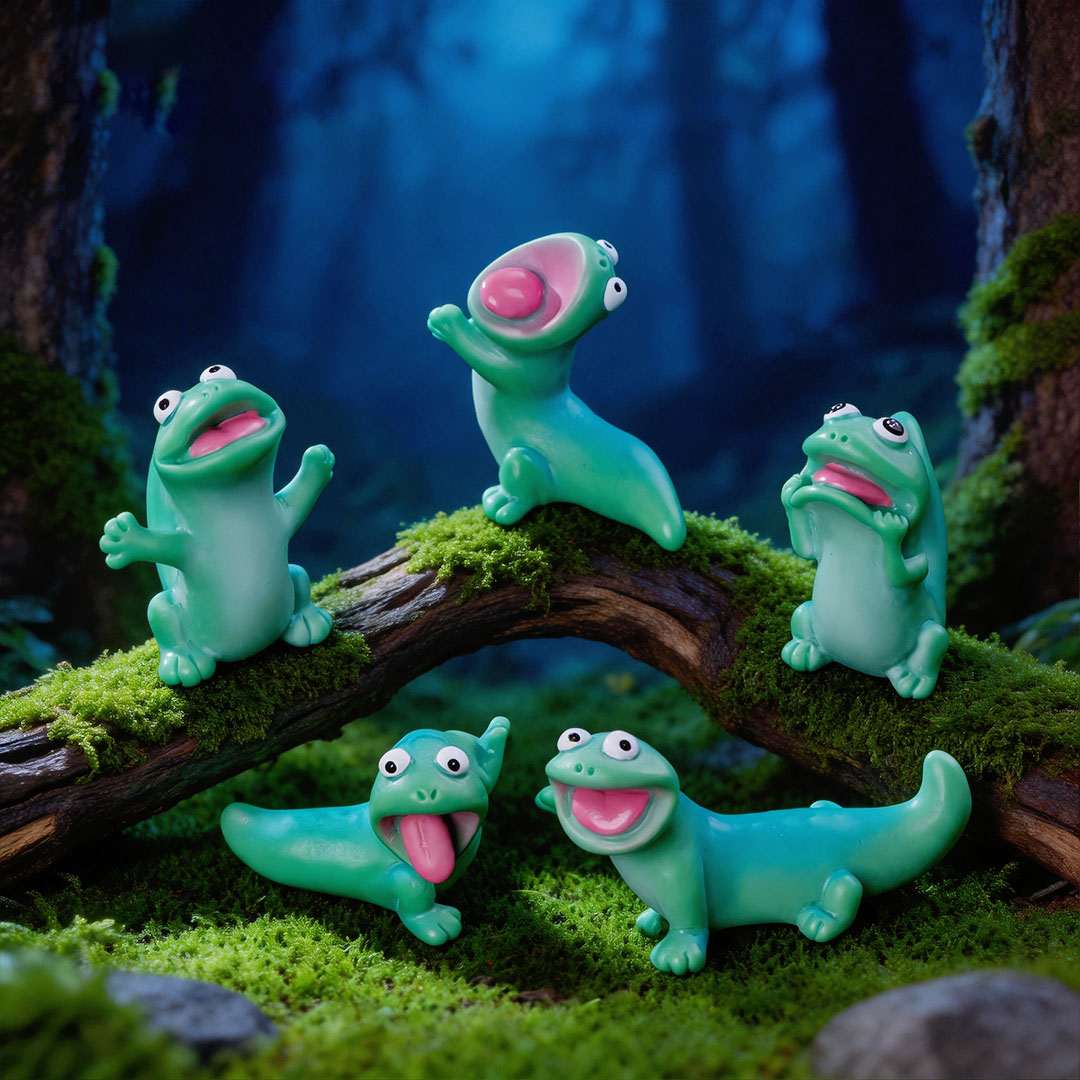 5pc Cartoon Funny Green Lizard - Bonsai Garden Miniature ulasan dan harga