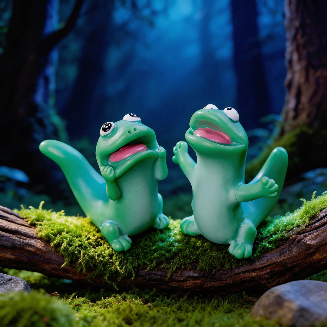 5pc Cartoon Funny Green Lizard - Bonsai Garden Miniature ulasan dan harga