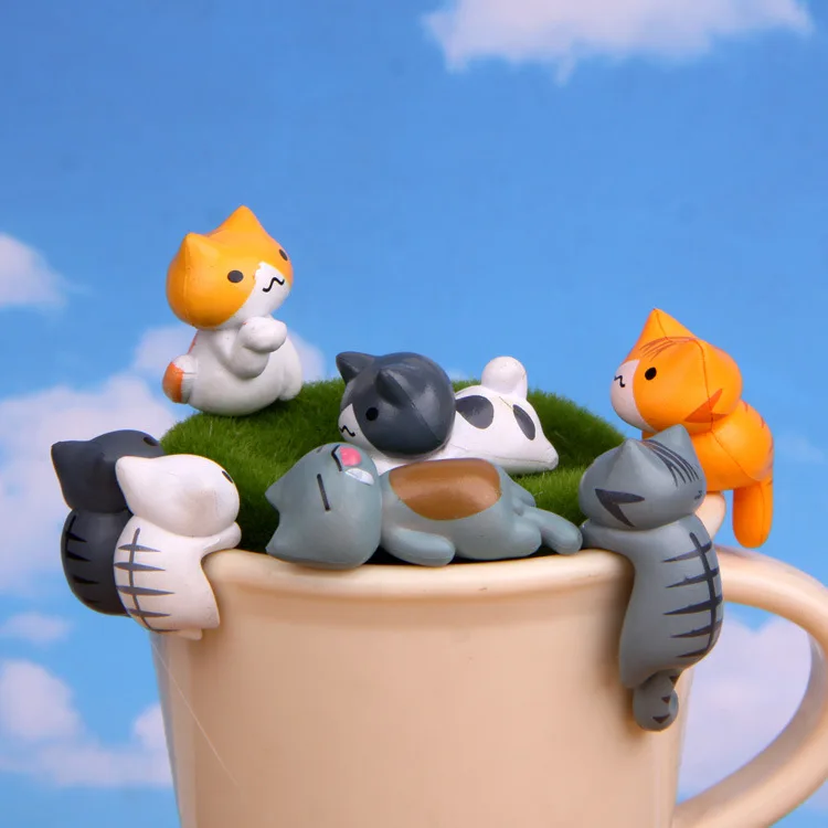 6Pcs/Set Cartoon Lucky pvc Cat - Japan Bonsai Garden ulasan dan harga